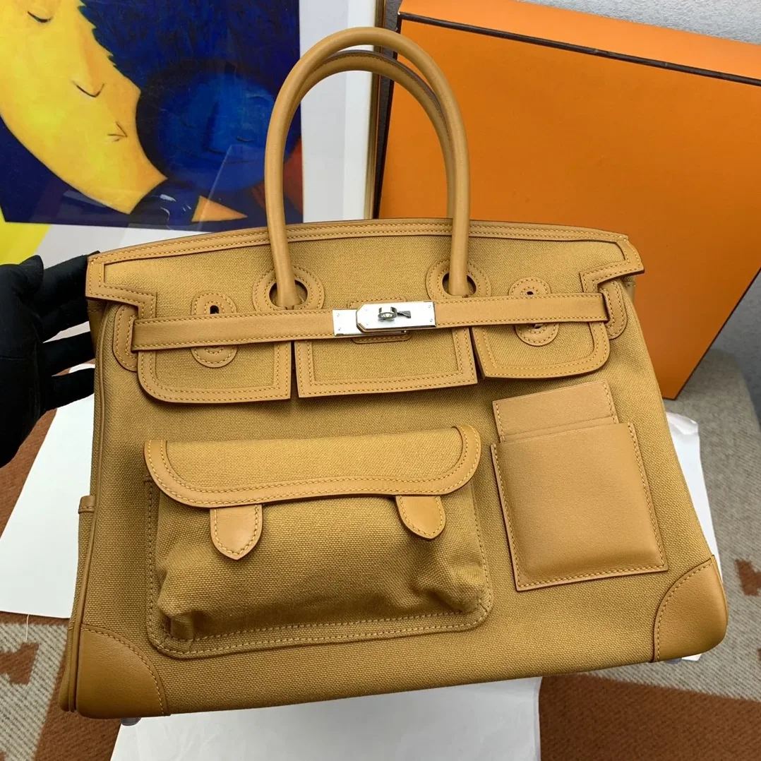 Hermes Birkin Cargo 35 Beige, Silver Toned Hardware Bag