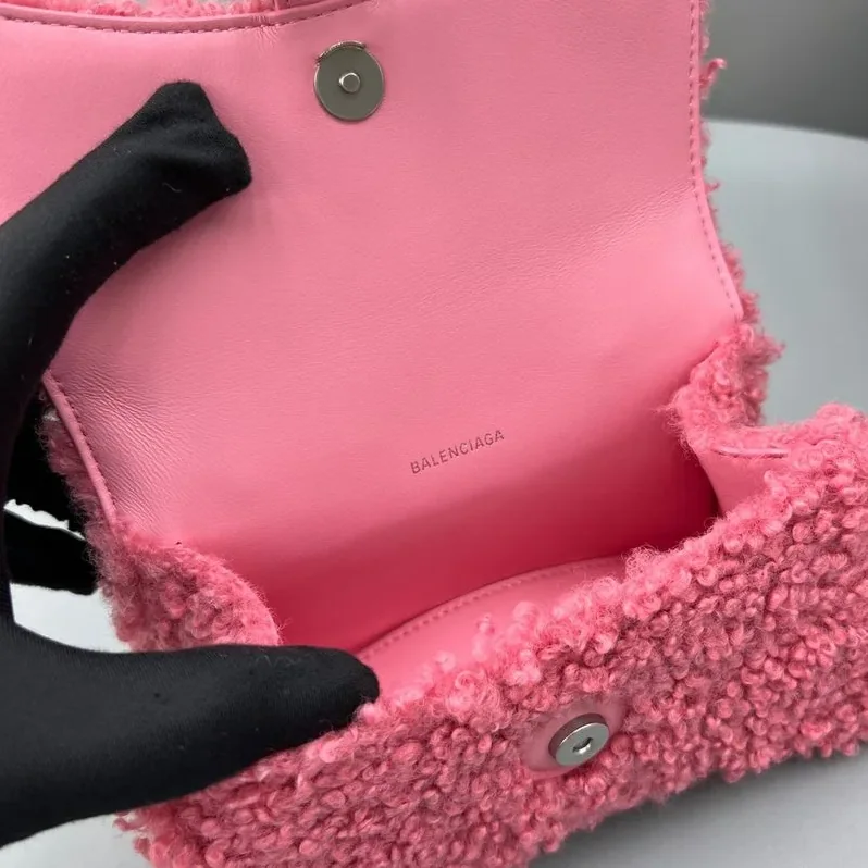 Furry Hourglass Small Handbag Black in Grey/Pink / Furry Hourglass Small Handbag Black in Grey/Pink /