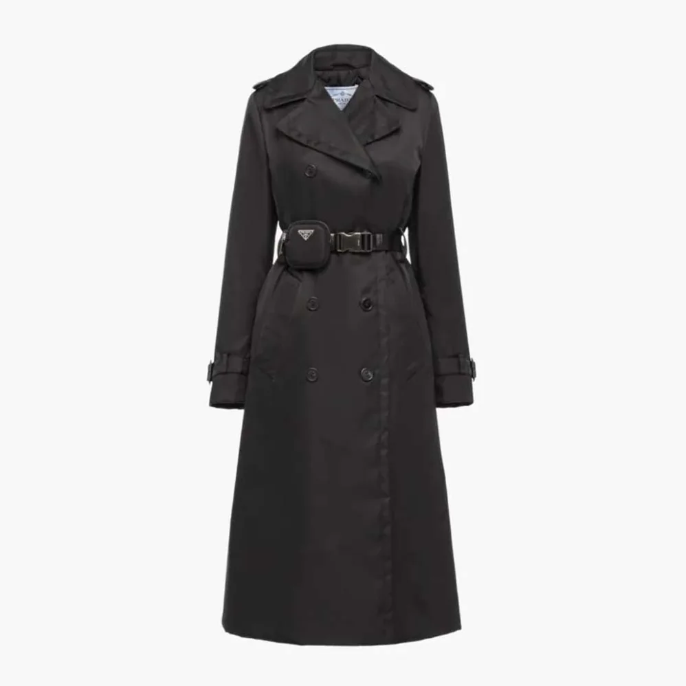 Prada Re-Nylon Gabardine Trench Coat for Women in Black Prada Re-Nylon Gabardine Trench Coat for Women in Black