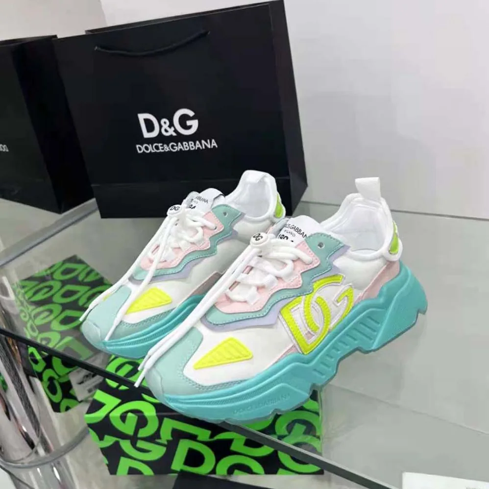 Dolce Gabbana D&G Mixed-Materials Daymaster Sneakers for Unisex in Lime Dolce Gabbana D&G Mixed-Materials Daymaster Sneakers for Unisex in Lime