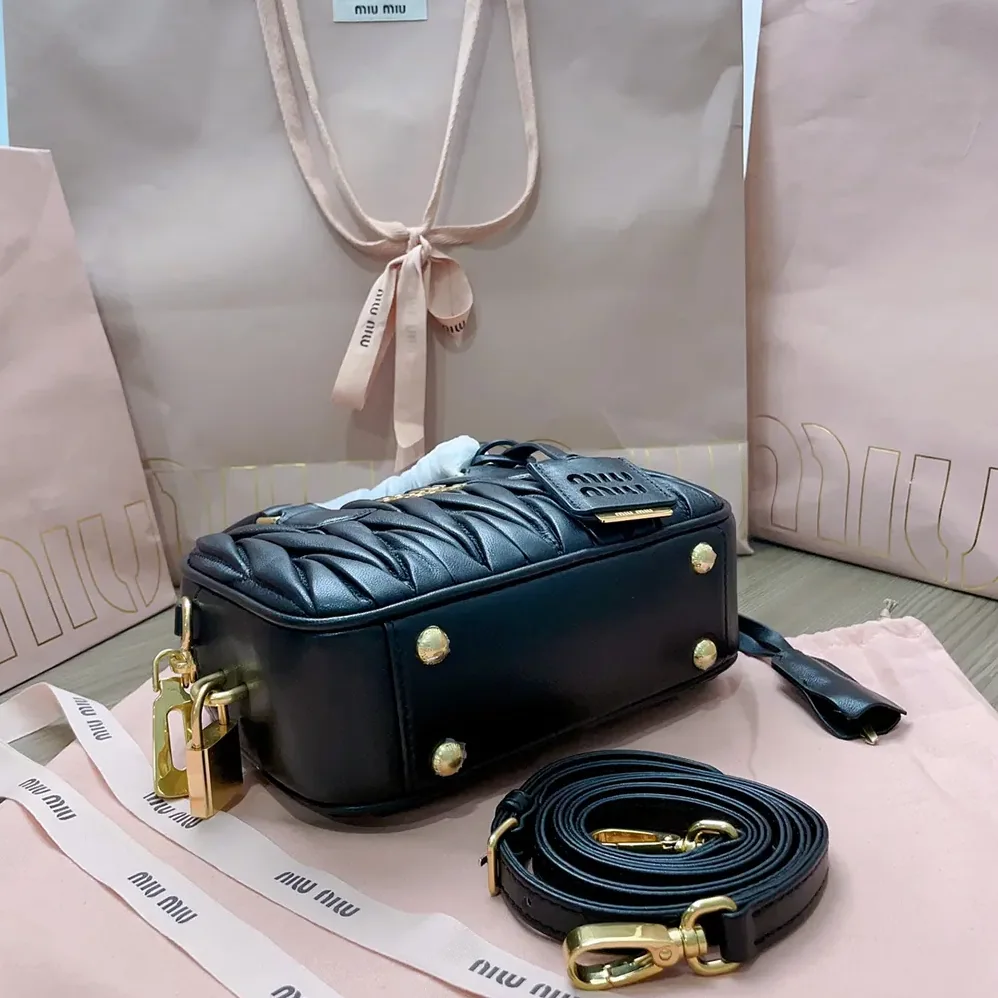 Miu Miu Arcadie Matelassé Nappa Leather Bag for Women in Black Miu Miu Arcadie Matelassé Nappa Leather Bag for Women in Black