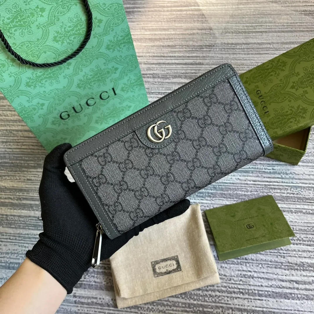 Gucci Ophidia Zip Around Wallet Supreme Canvas Grey / Gucci Ophidia Zip Around Wallet Supreme Canvas Grey /