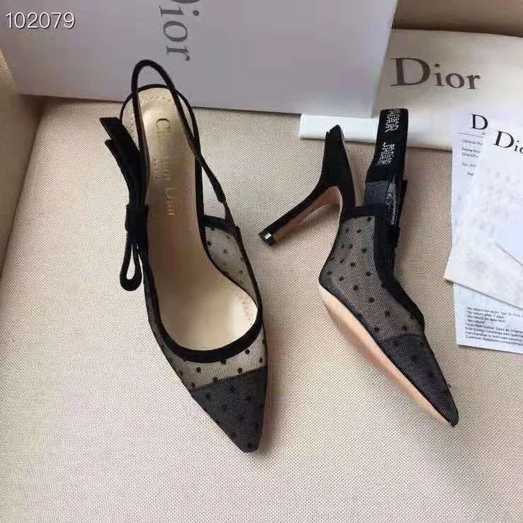 Dior J'adior Pump Dotted Swiss Tulle Rhinestones 10 cm Heel for Women in Black