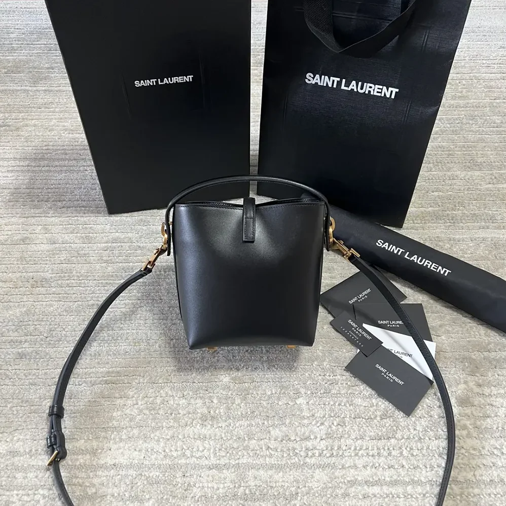 Saint Laurent YSL Le 37 Mini in Shiny Leather for Women in Black