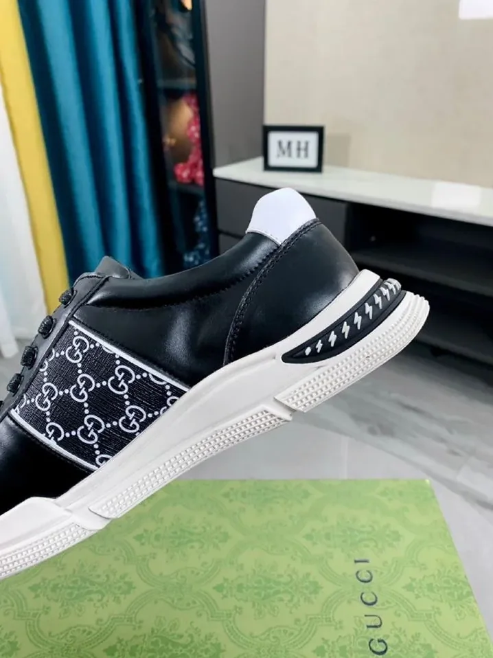 Gucci GG Embossed Sneaker Chucky With Stripes Black And White for Men