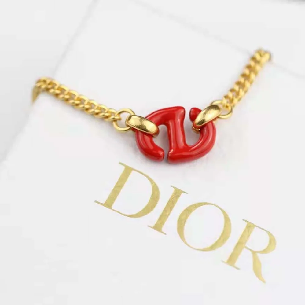 Dior CD Navy Bracelet Gold-Finish Metal and Raspberry Lacquer for Women Dior CD Navy Bracelet Gold-Finish Metal and Raspberry Lacquer for Women