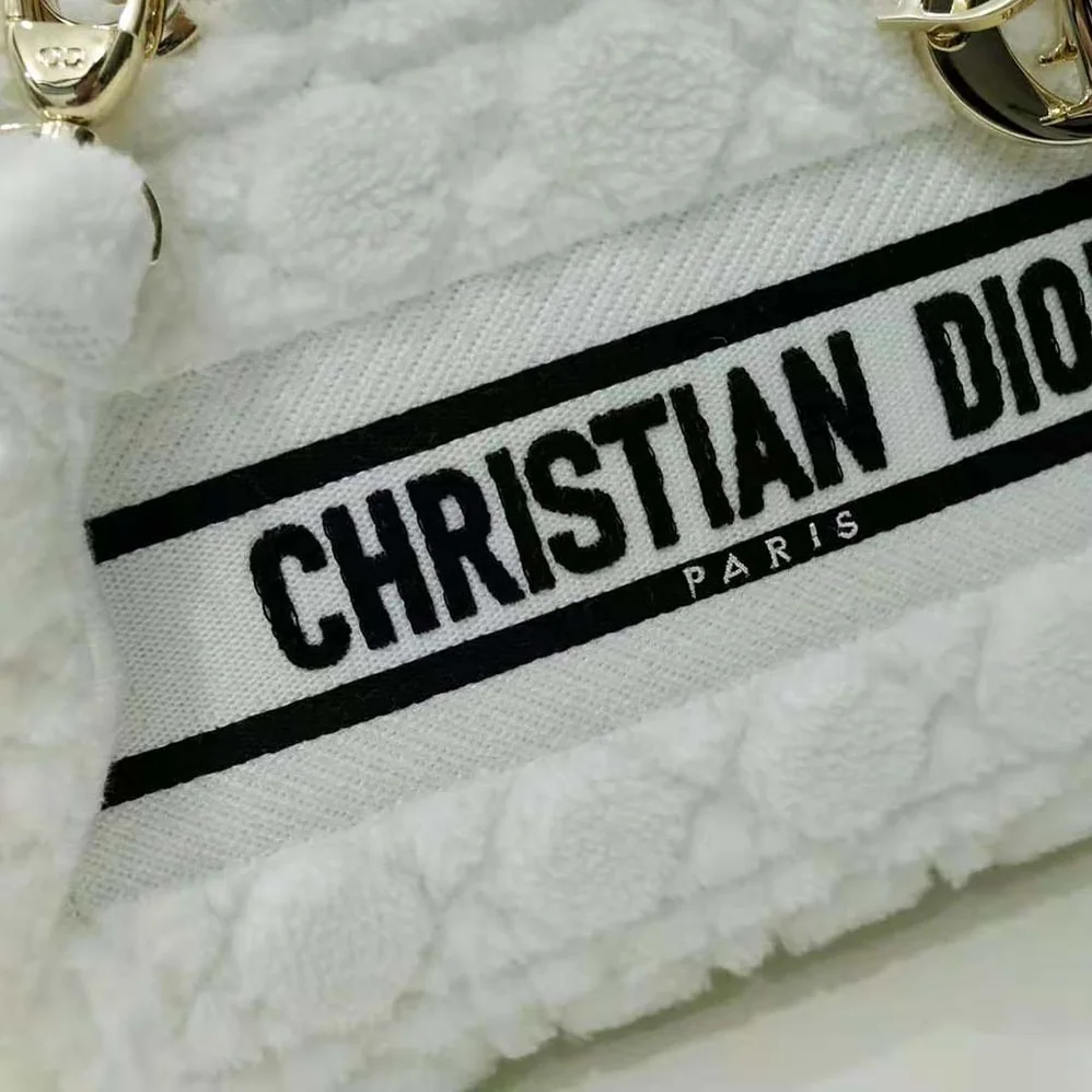 Dior Medium Lady D-lite Bag Latte Cannage Shearling for Women