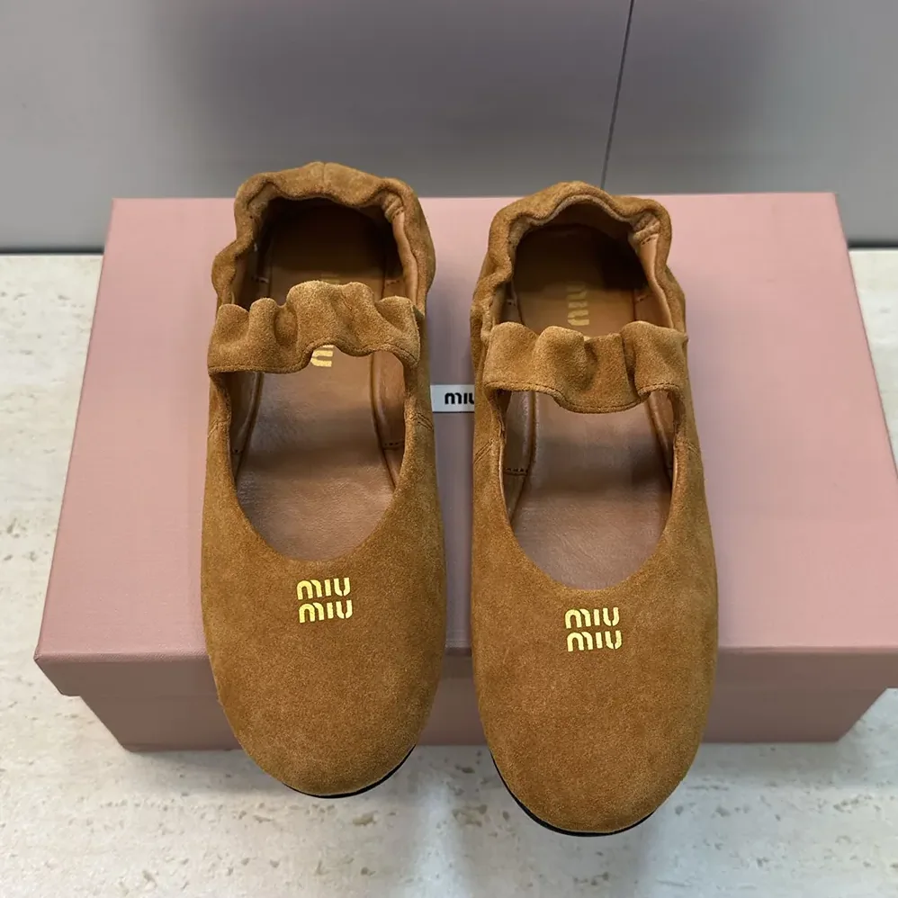 Miu Miu Ruches Suede Ballerinas for Women