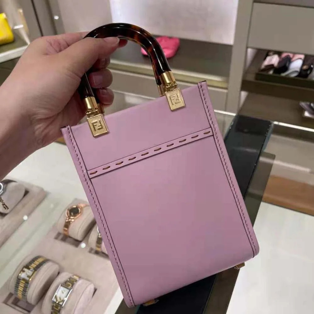 Fendi Mini Sunshine Shopper Leather Mini-Bag for Women in Pink