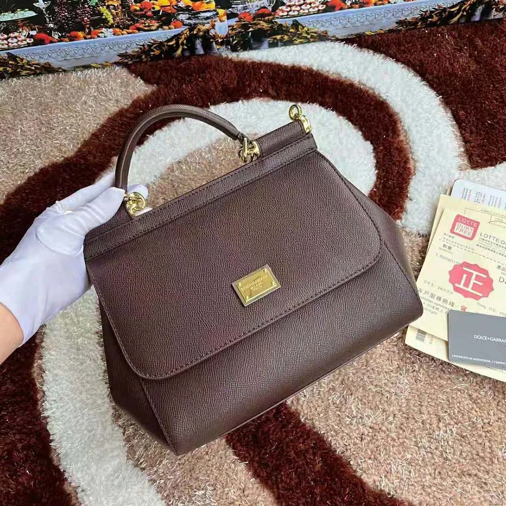 Dolce Gabbana D&G Medium Dauphine Leather Sicily Bag for Women in Bordeaux Dolce Gabbana D&G Medium Dauphine Leather Sicily Bag for Women in Bordeaux