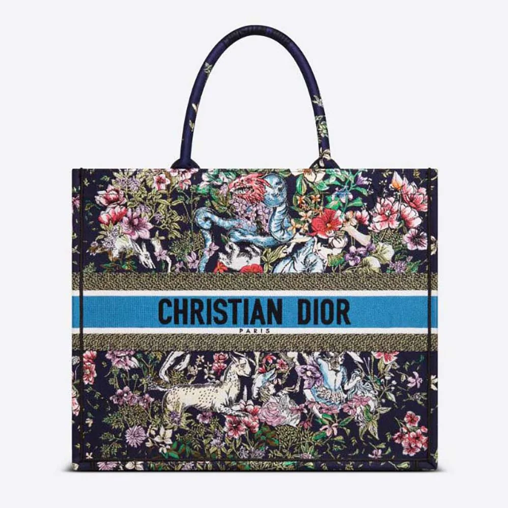 Dior Large Dior Book Tote Blue Multicolor D for Women in Constellation Embroidery