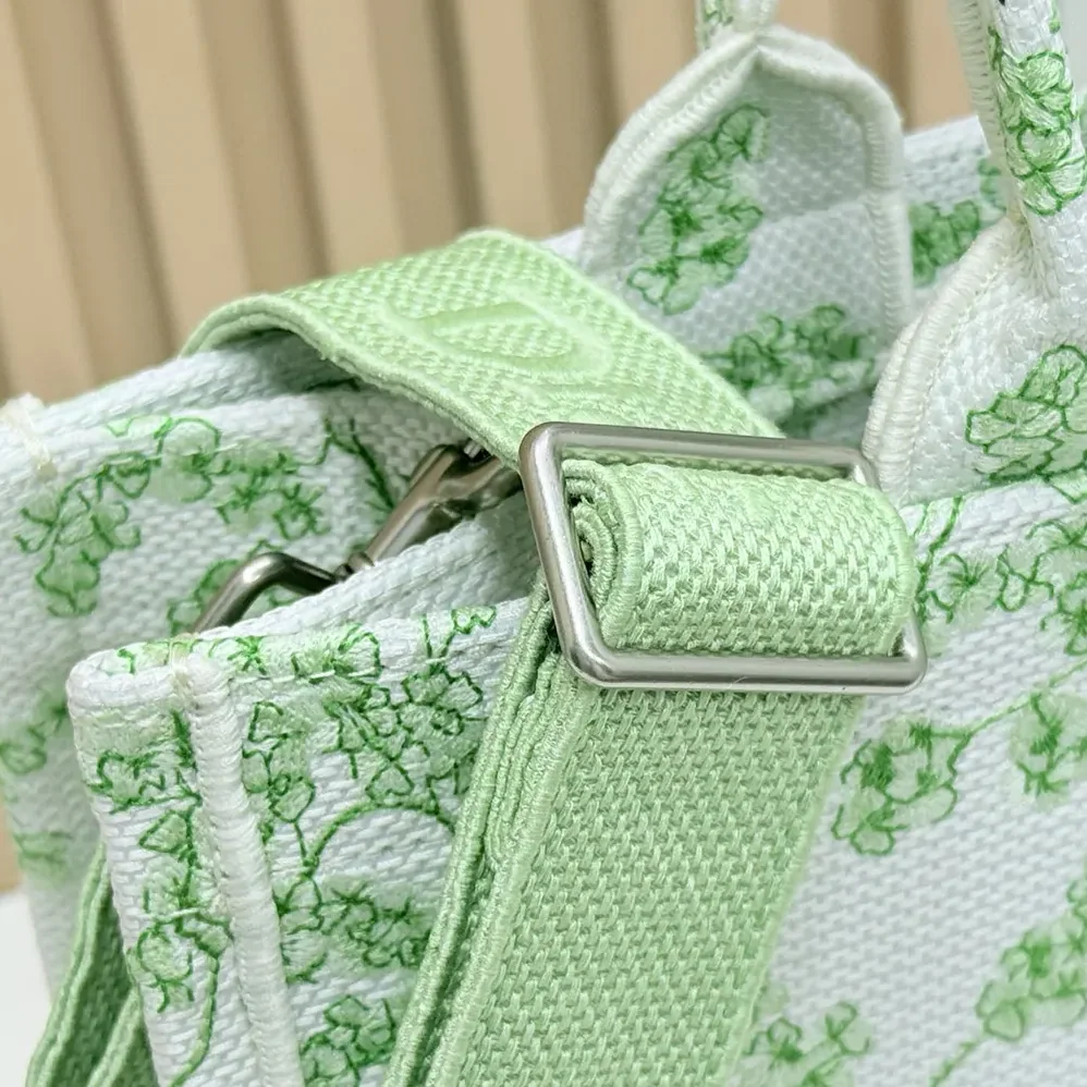 Dior Mini Dior Book Tote with Strap Green and White Toile de Jouy Clover for Women Dior Mini Dior Book Tote with Strap Green and White Toile de Jouy Clover for Women