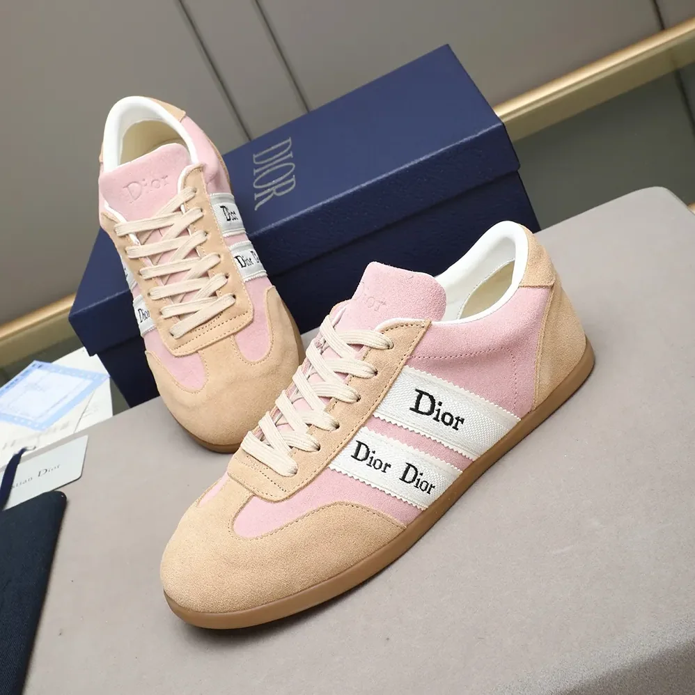 Dior Ribbon Sneaker Pink and Beige Suede Calfskin for Unisex Dior Ribbon Sneaker Pink and Beige Suede Calfskin for Unisex
