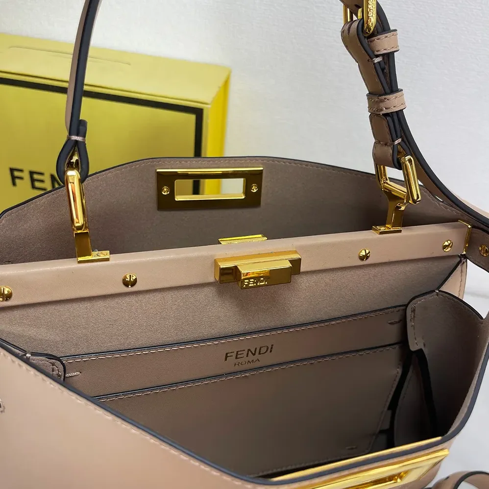 Fendi Peekaboo Soft Medium Dove Gray Leather Bag for Women