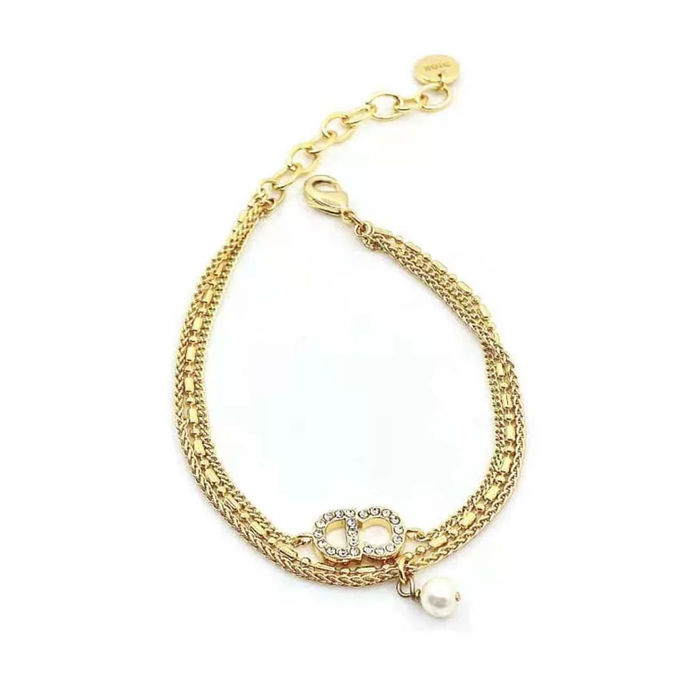 Dior Clair D Lune Bracelet Gold-Finish Metal and White Crystals for Women