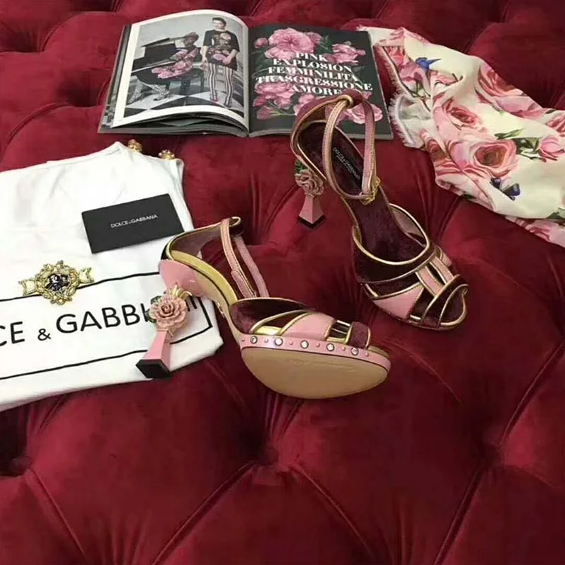 Dolce Gabbana D&G Shoes Sandalias De Raso Y Terciopelo Con Tacon Escultura 115mm Heel for Women