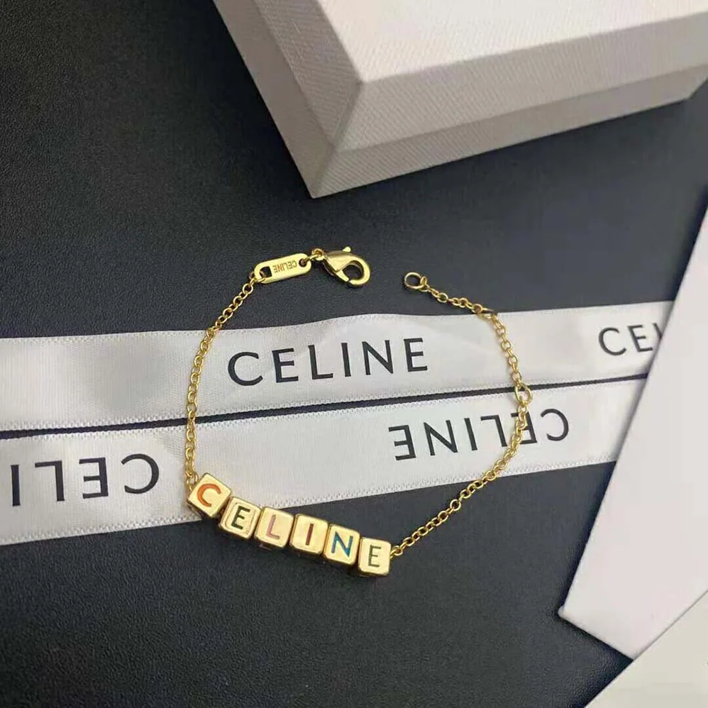 Celine Color Bracelet in Brass with Gold Finish and Enamel for Women