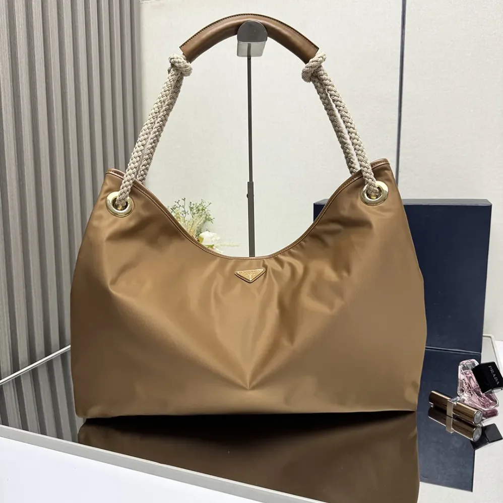 Prada Mariner Large Re-Nylon Shoulder Bag for Women in Brown