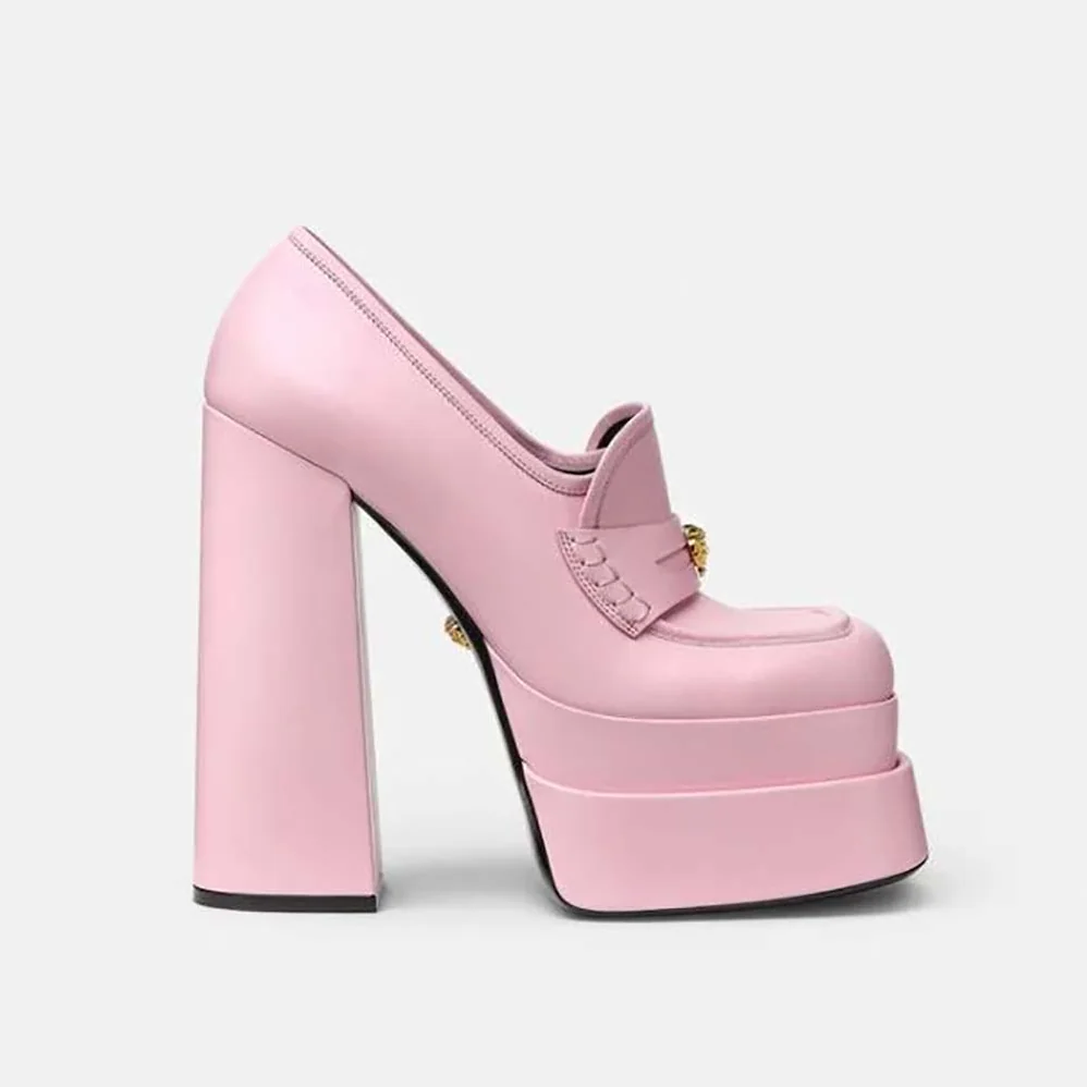 Versace Intrico Platform Loafers in 15cm Heel Height for Women in Pink Versace Intrico Platform Loafers in 15cm Heel Height for Women in Pink