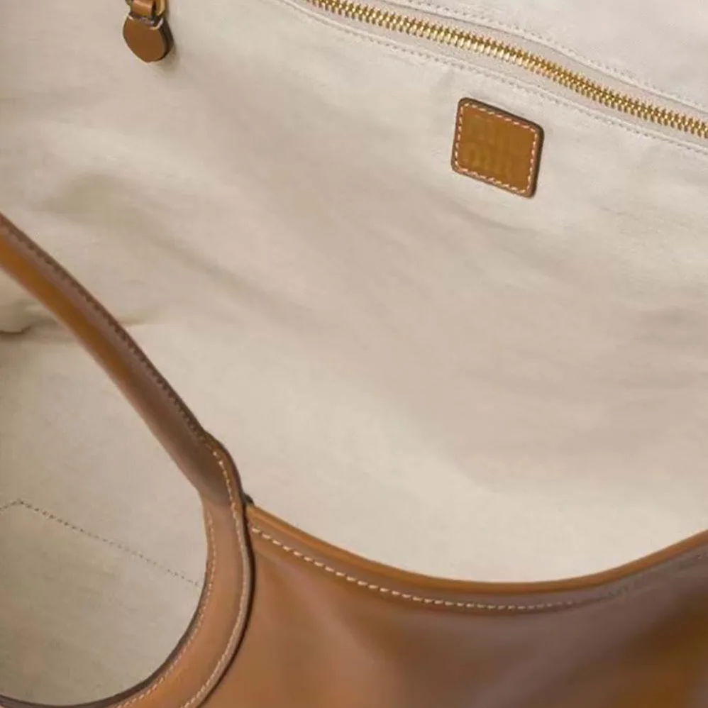 Miu Miu IVY Leather Bag with Leather Lettering Logo for Women in Brown