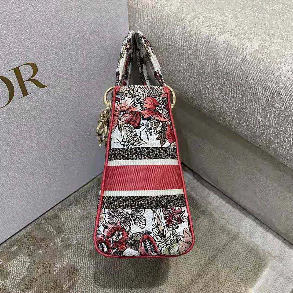 Dior Medium Lady D-lite Bag Multicolor Butterfly Embroidery for Women Dior Medium Lady D-lite Bag Multicolor Butterfly Embroidery for Women