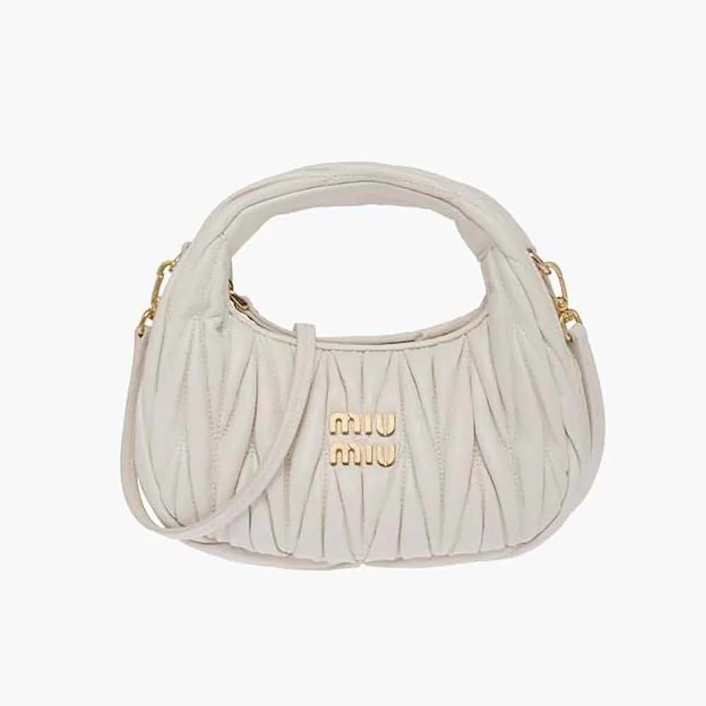 Miu Miu Wander Matelassé Nappa Leather Hobo Mini for Women in Bag Miu Miu Wander Matelassé Nappa Leather Hobo Mini for Women in Bag