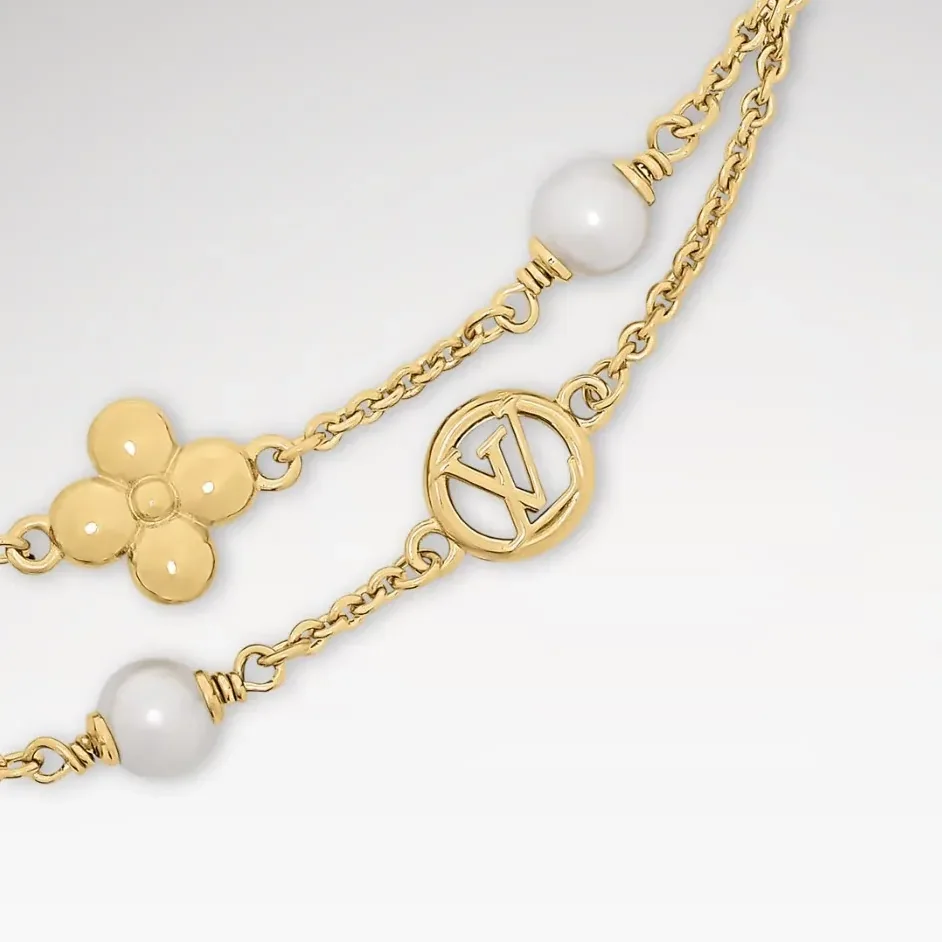 Louis Vuitton Pearl Constellations Necklace Gold Hardware