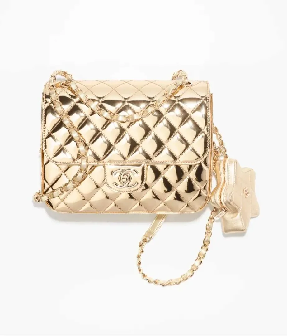 Chanel Backpack And Star Coin Purse in Gold