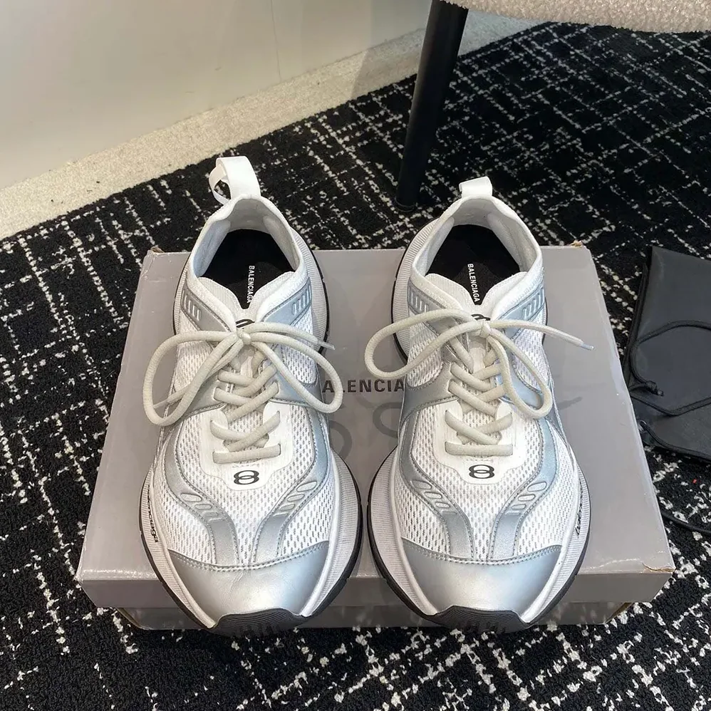 Balenciaga Circuit Sneaker in White and Silver Polyester for Unisex