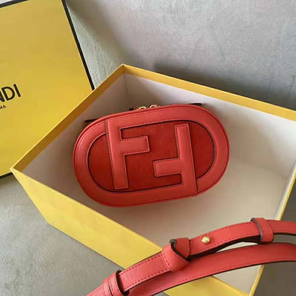 Fendi Mini Camera Case Red Leather and Suede Mini for Women in Bag