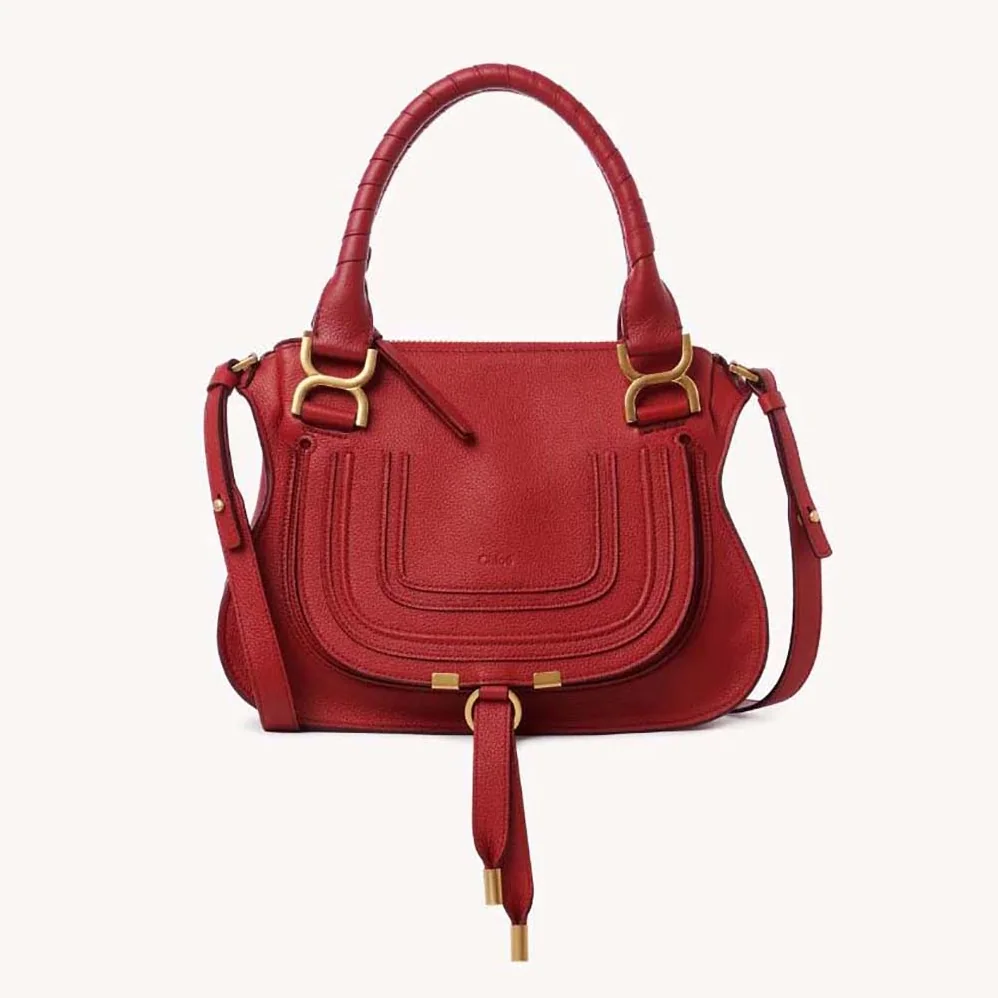 Chloe Marcie Small Double Carry Bag for Women in Red Chloe Marcie Small Double Carry Bag for Women in Red