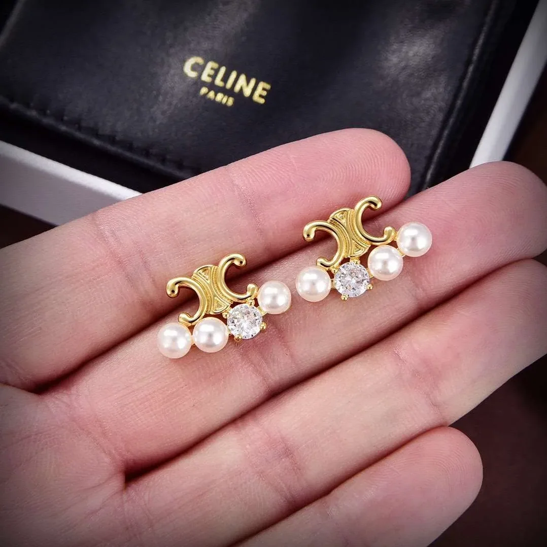 Celine Pearl Earrings Gold Celine Pearl Earrings Gold