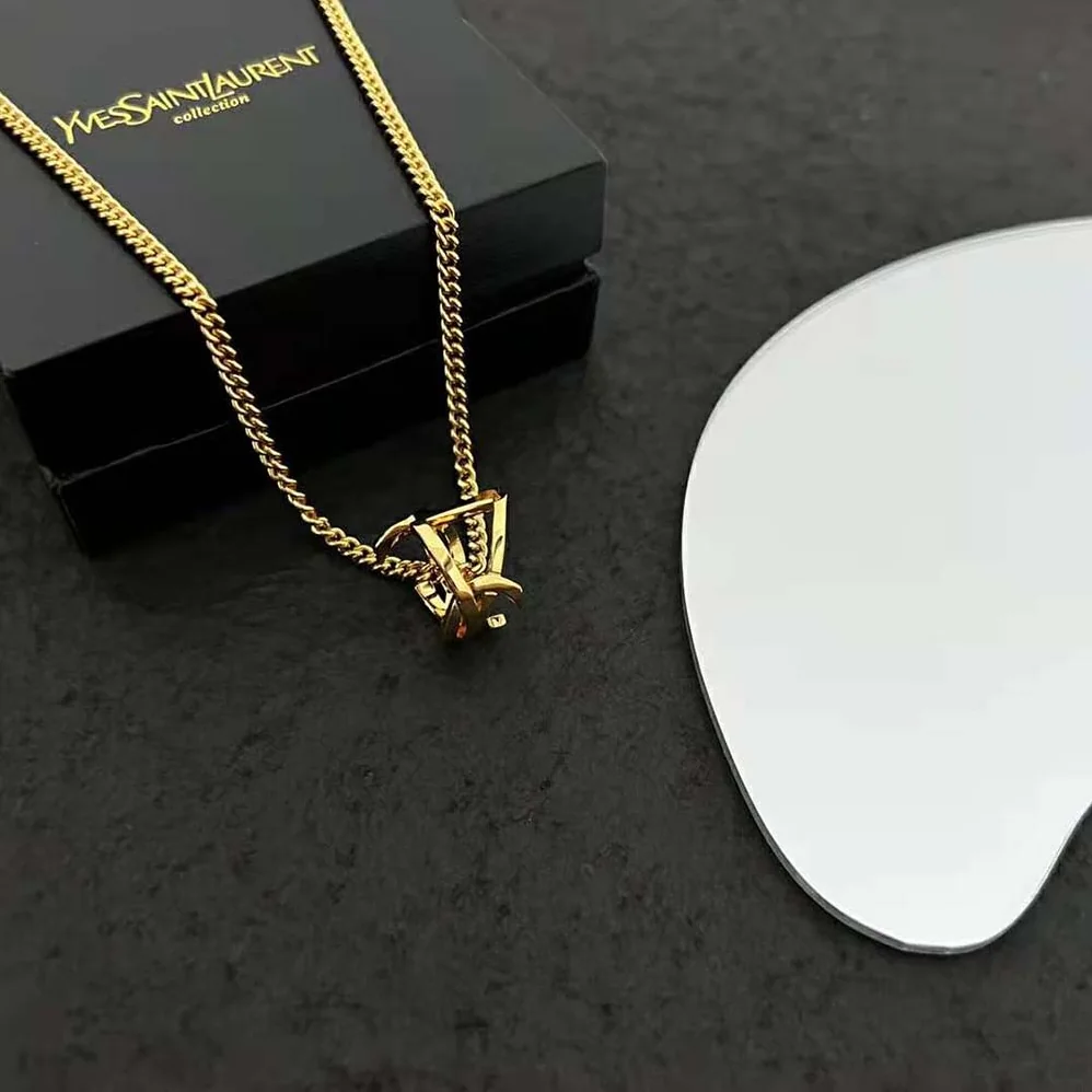 Saint Laurent YSL Monogram Twist Pendant Necklace in Metal for Women Saint Laurent YSL Monogram Twist Pendant Necklace in Metal for Women