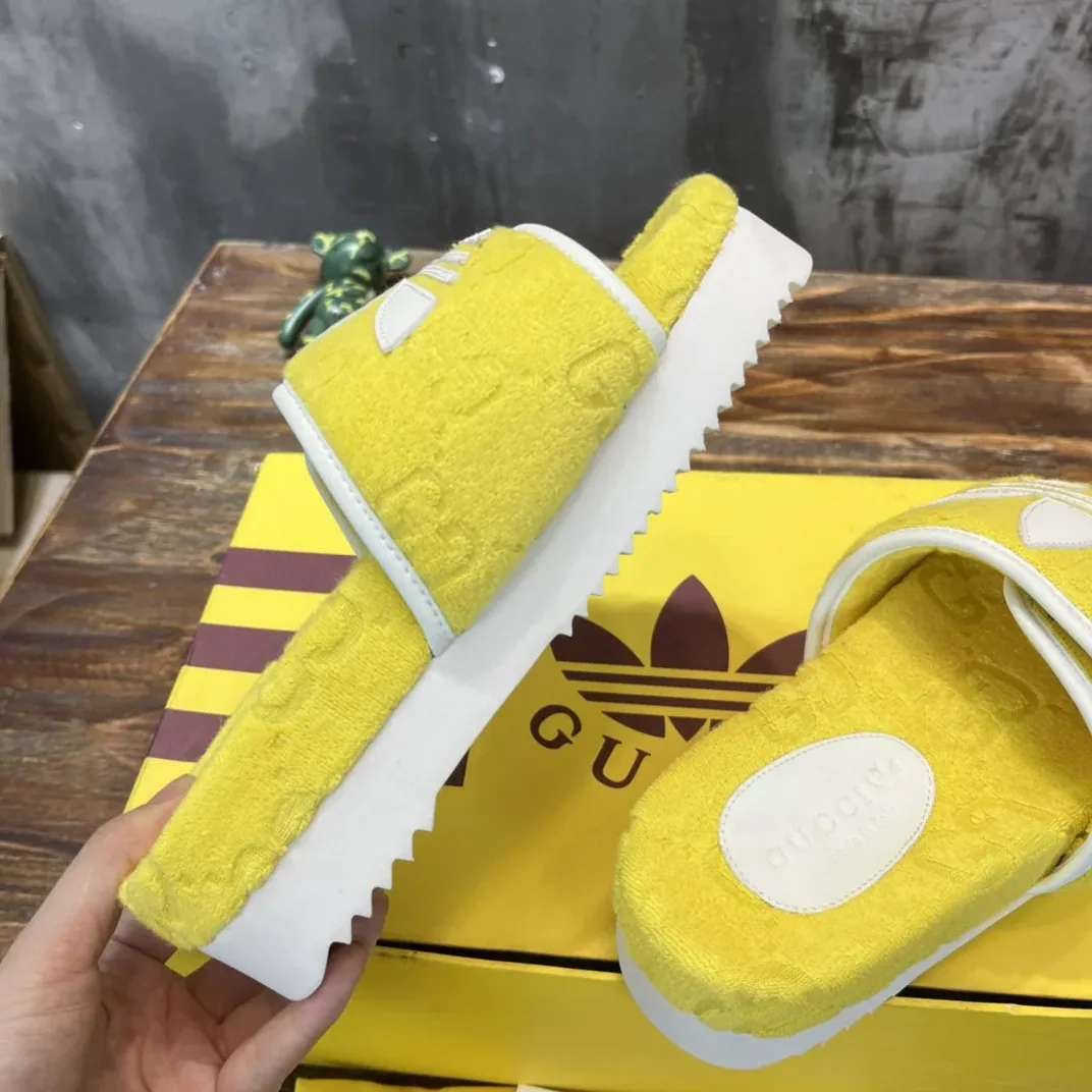 Gucci x Adidas Sandal With Platform And GG Yellow for Men Gucci x Adidas Sandal With Platform And GG Yellow for Men