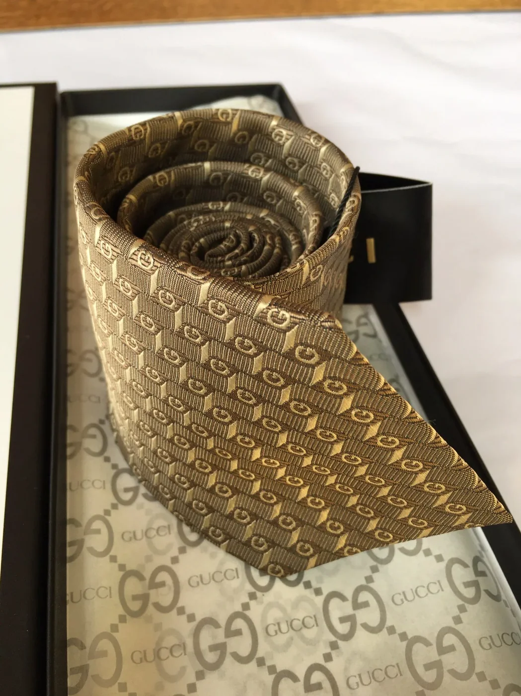 Gucci G Silk Jacquard Tie Yellow Copper GG for Men