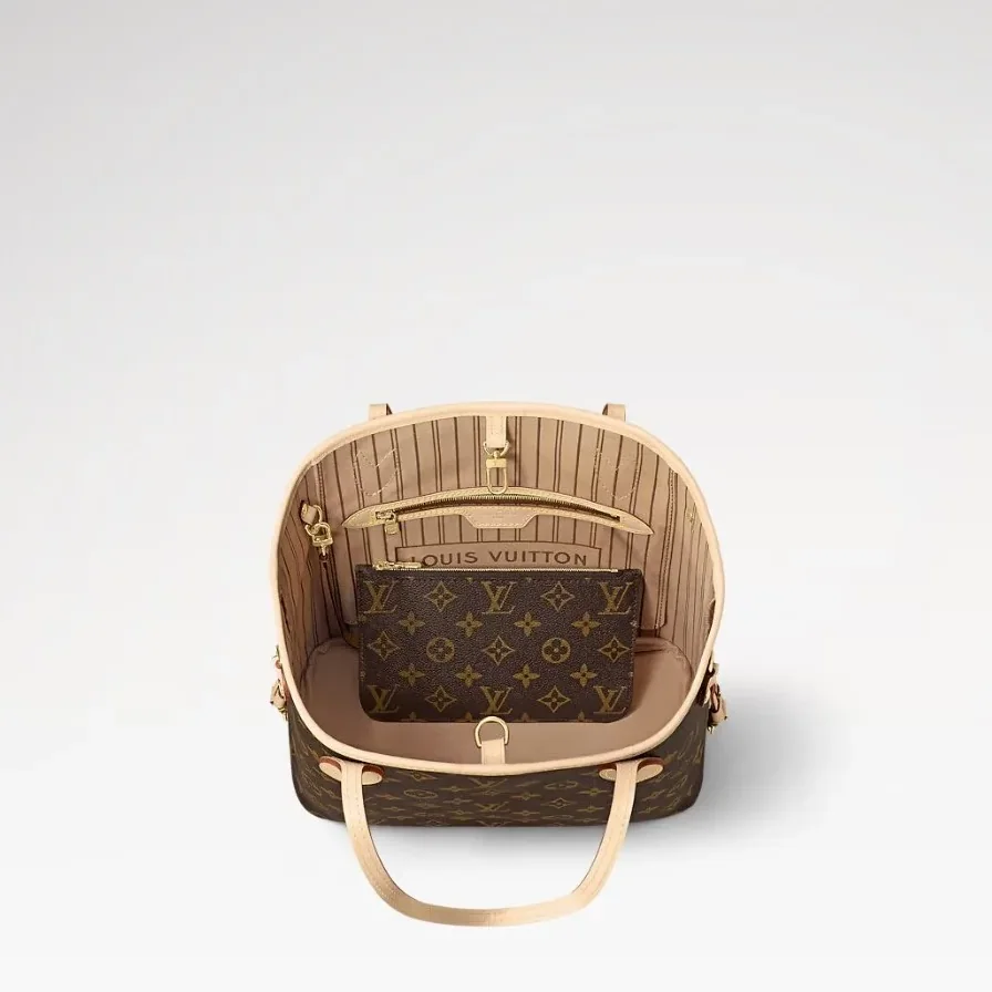 Louis Vuitton Neverfull PM Tote Bag in Beige Monogram Gold Hardware
