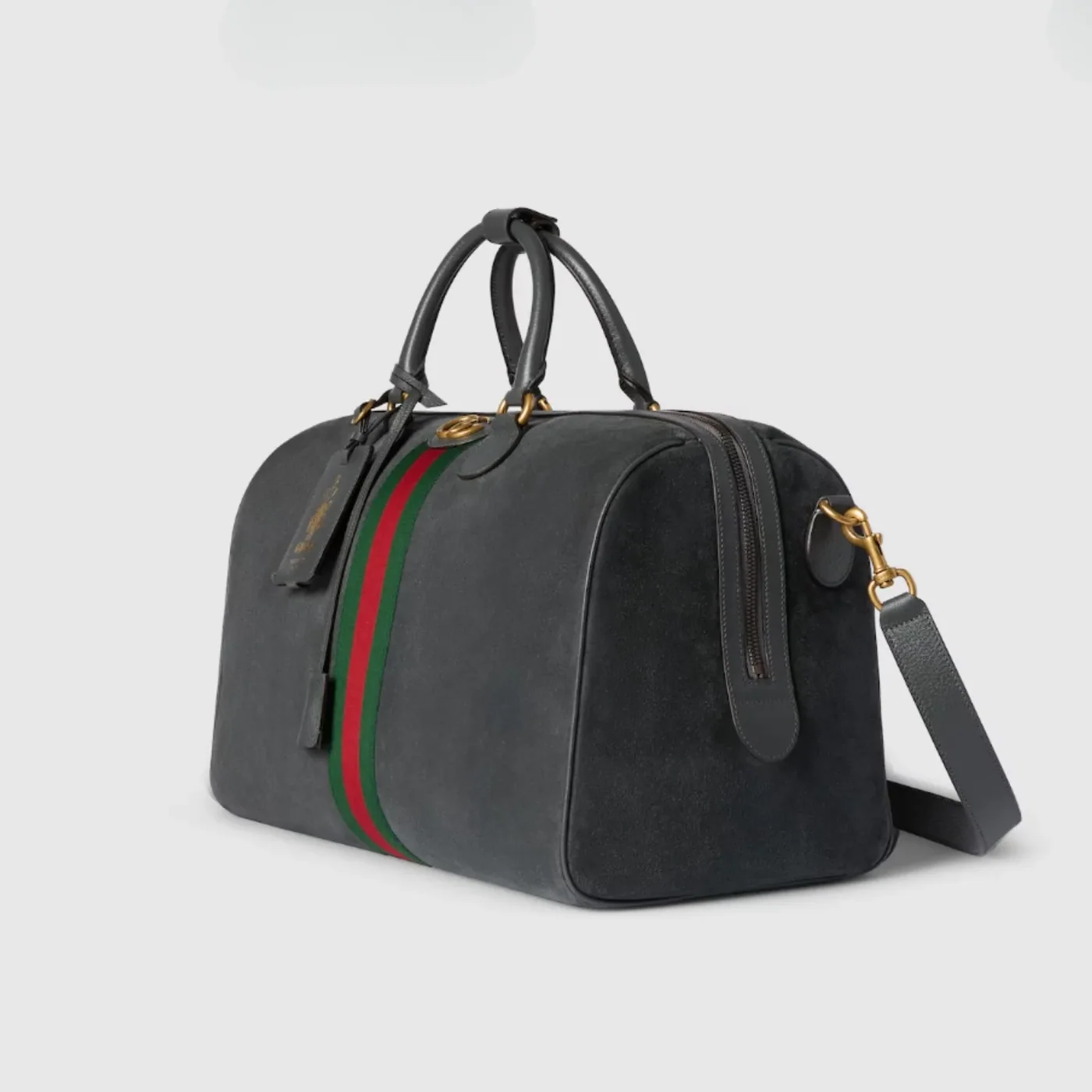 Gucci Savoy Medium Duffle Travel Bag in Dark Grey Gold Hardware Gucci Savoy Medium Duffle Travel Bag in Dark Grey Gold Hardware