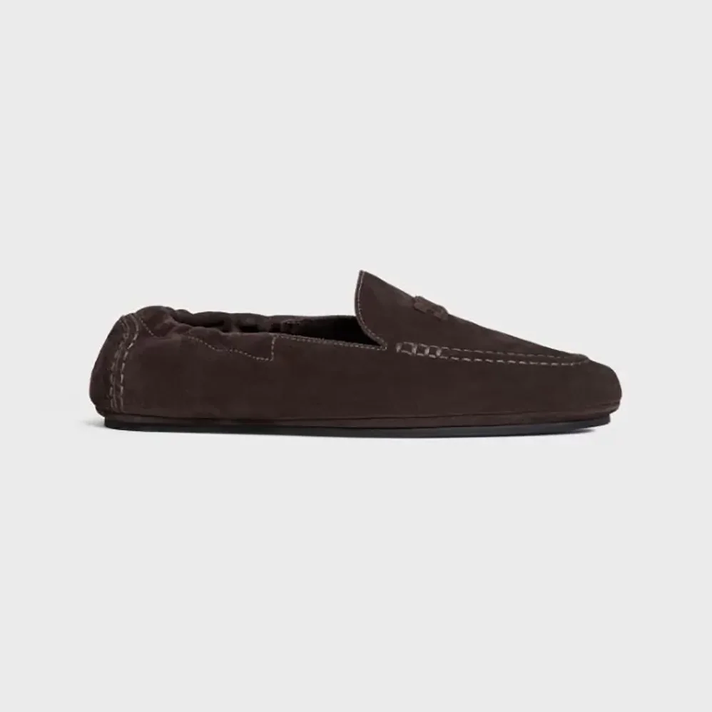 Celine Adam Loafer In Suede Calfskin for Unisex in Chocolate