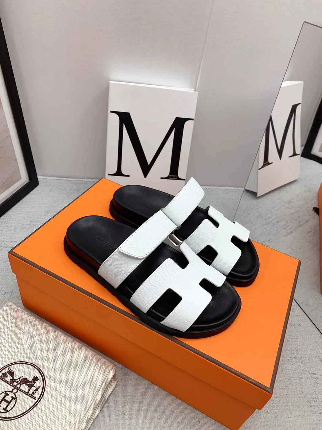 Hermes Chypre Sandal White Hermes Chypre Sandal White