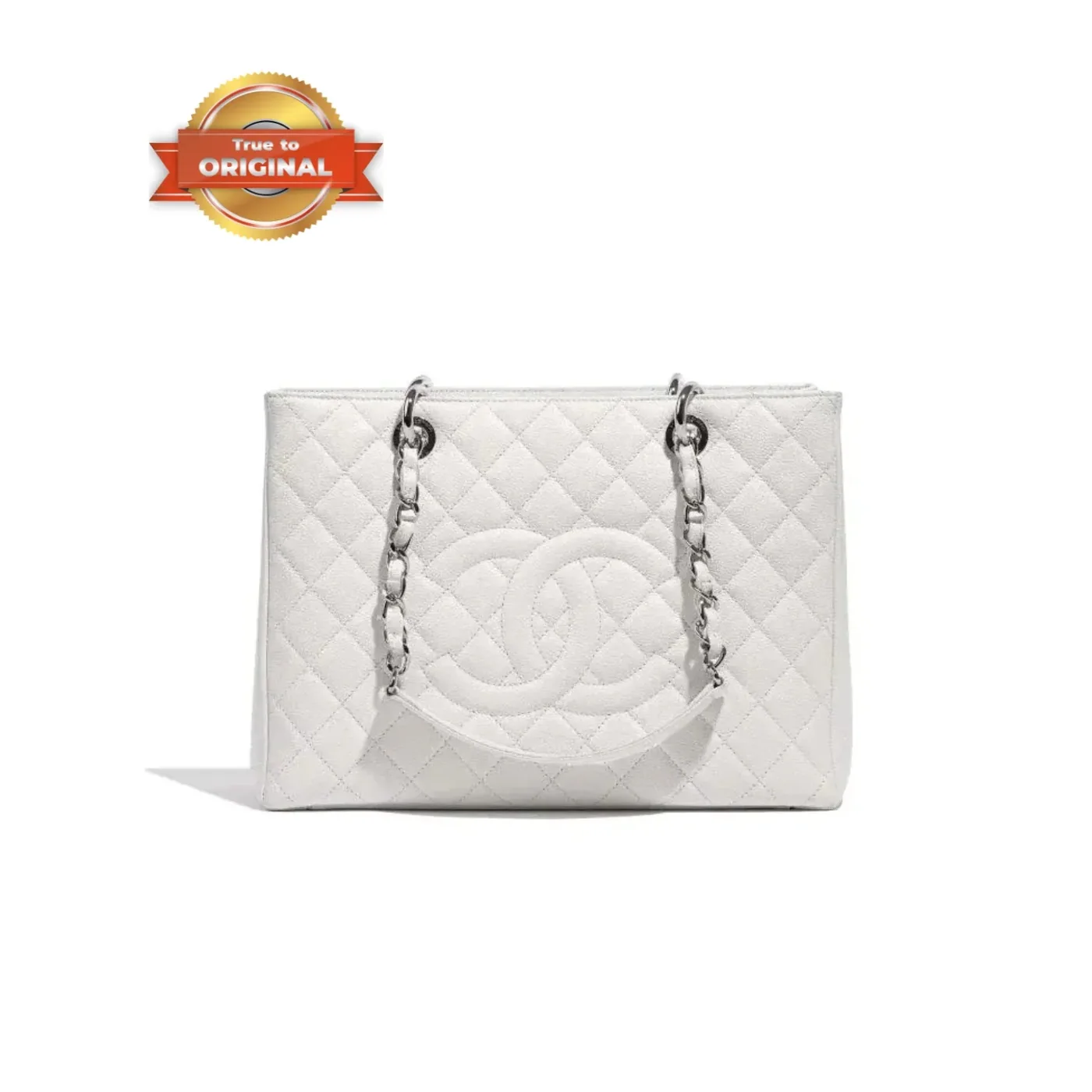 Chanel Chain Tote Shoulder Bag White / Chanel Chain Tote Shoulder Bag White /