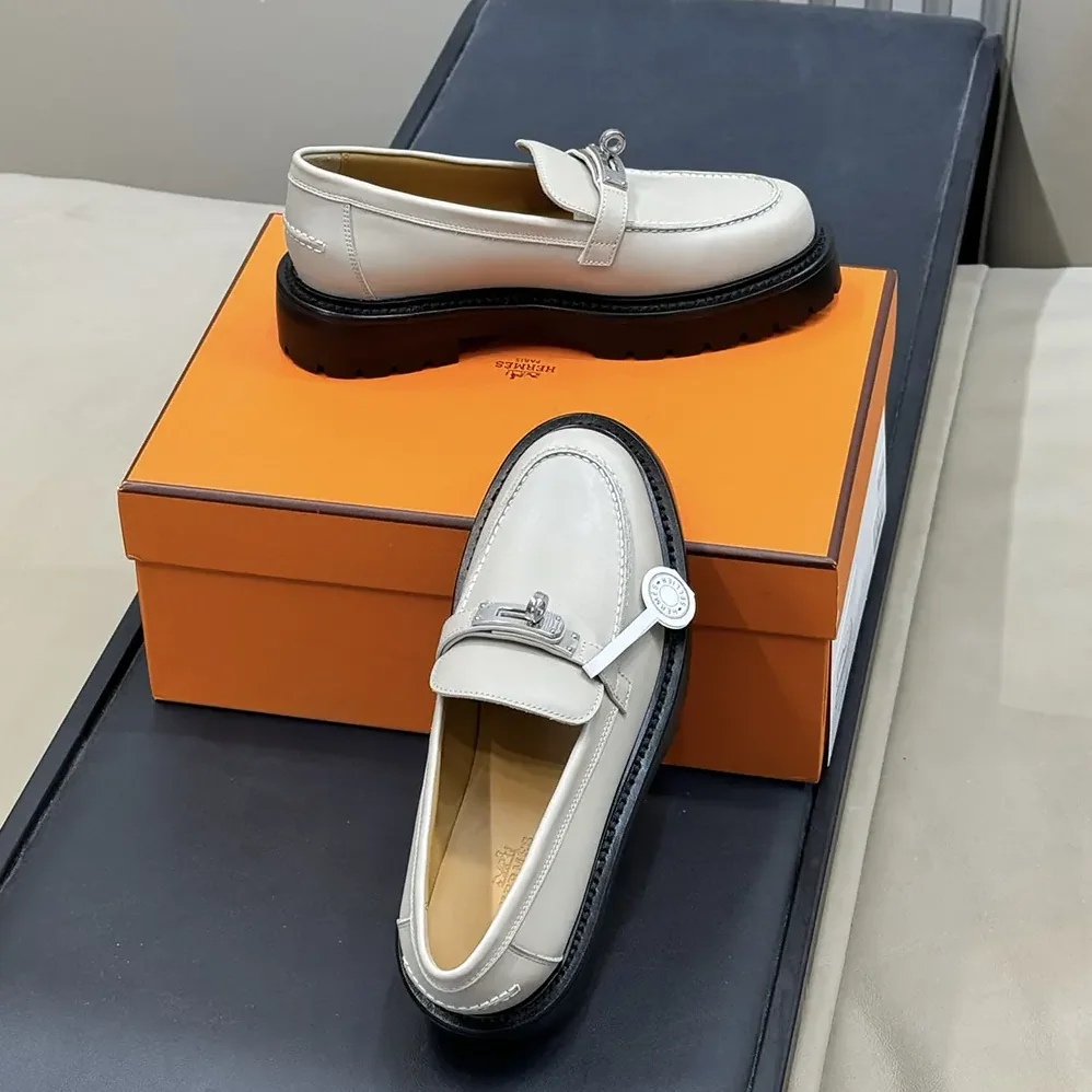 Hermes Icone Loafer in Calfskin for Women in Gray