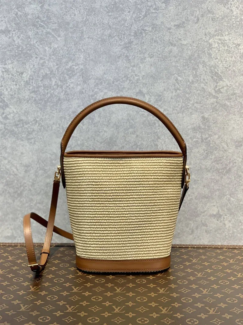 Louis Vuitton Petit Bucket Raffia Beige / LV Louis Vuitton Petit Bucket Raffia Beige / LV