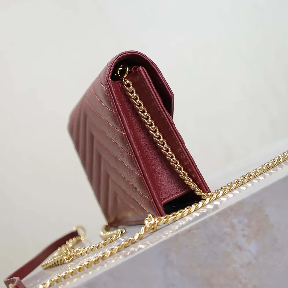 Saint Laurent YSL Cassandre Envelope Chain Wallet in Lambskin for Women