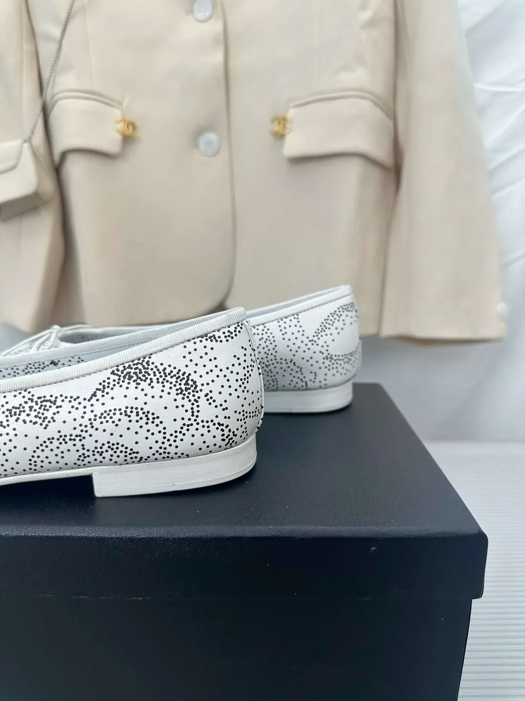 Chanel Cambon Ballet Flats White