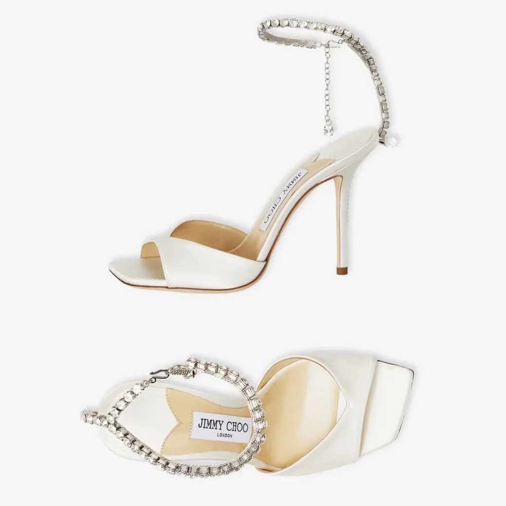 Jimmy Choo Saeda Sandal 100 Ivory SAEDASANDAL100BBD Jimmy Choo Saeda Sandal 100 Ivory SAEDASANDAL100BBD
