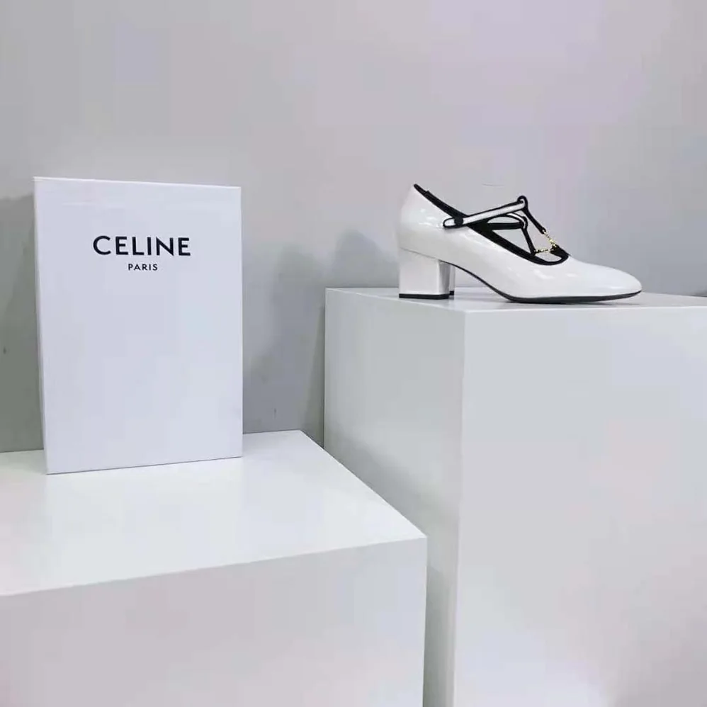 Celine Babies T-Bar Pump in Calfskin and Gros Grain for Women in White Celine Babies T-Bar Pump in Calfskin and Gros Grain for Women in White