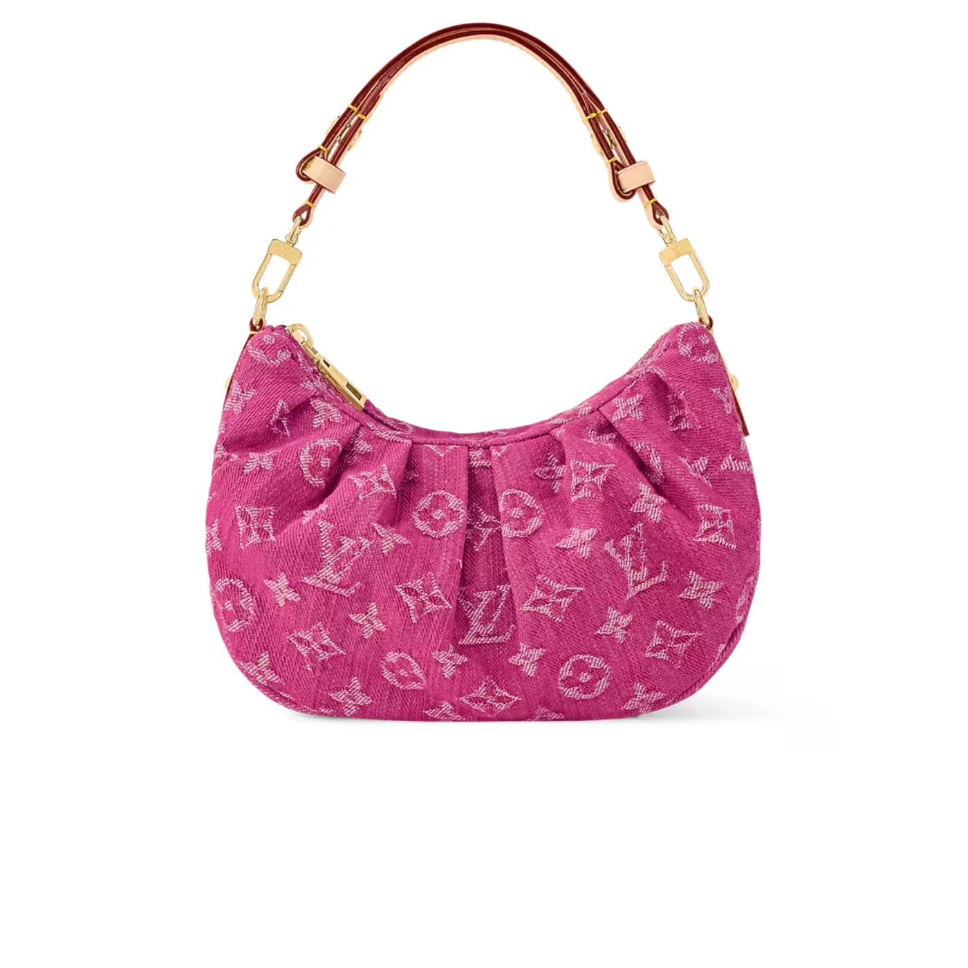Louis Vuitton Pochette Valley Shoulder Bag in Fuchsia Denim Gold Hardware