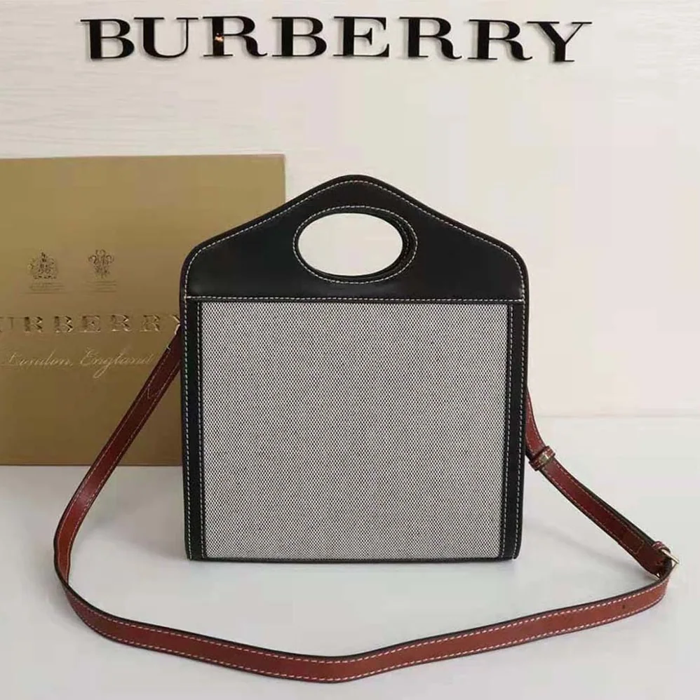 Burberry Mini Tri-tone Canvas and Leather Pocket Bag for Women Burberry Mini Tri-tone Canvas and Leather Pocket Bag for Women