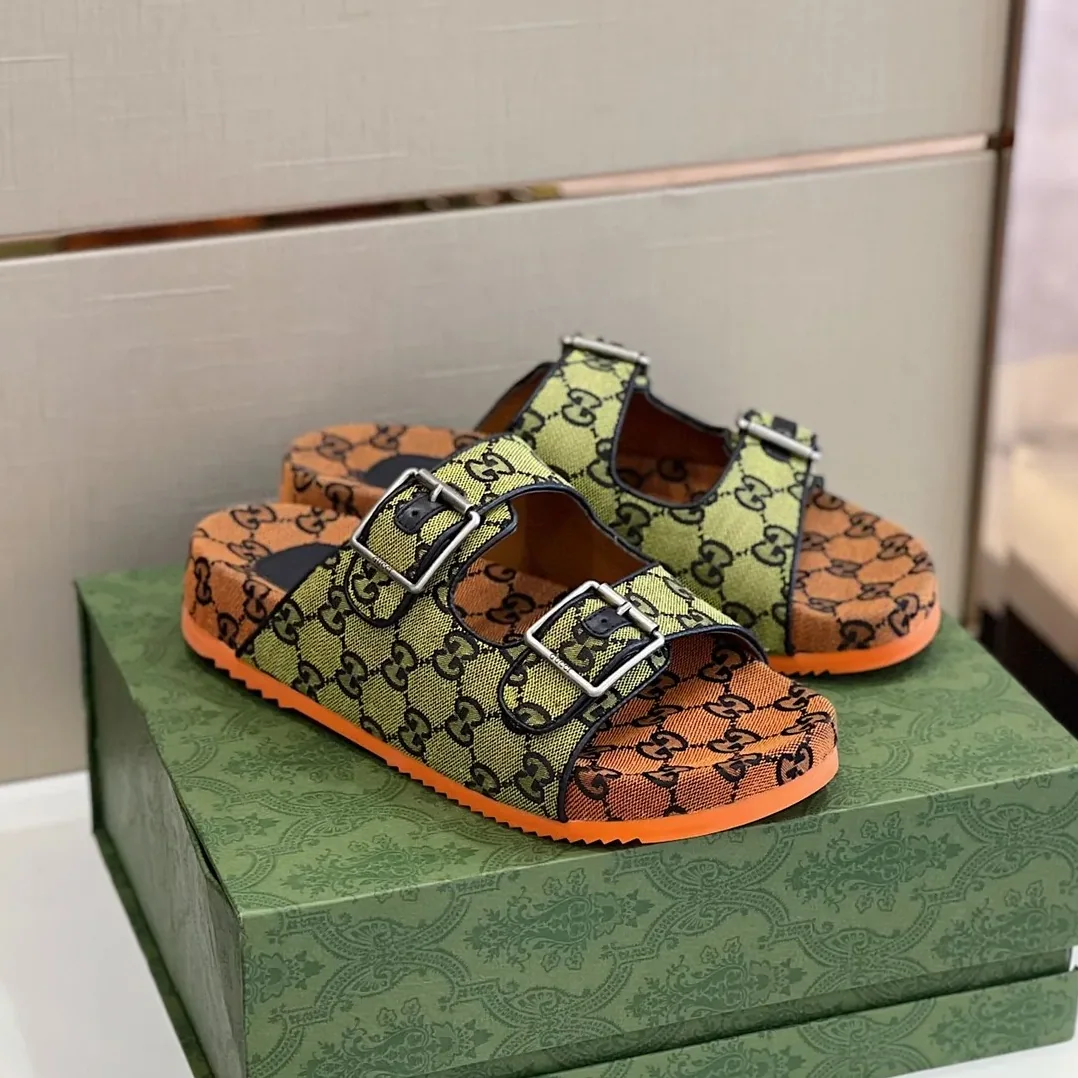 Gucci Slide Sandal With Straps Orange And Green 2HK60 Gucci Slide Sandal With Straps Orange And Green 2HK60