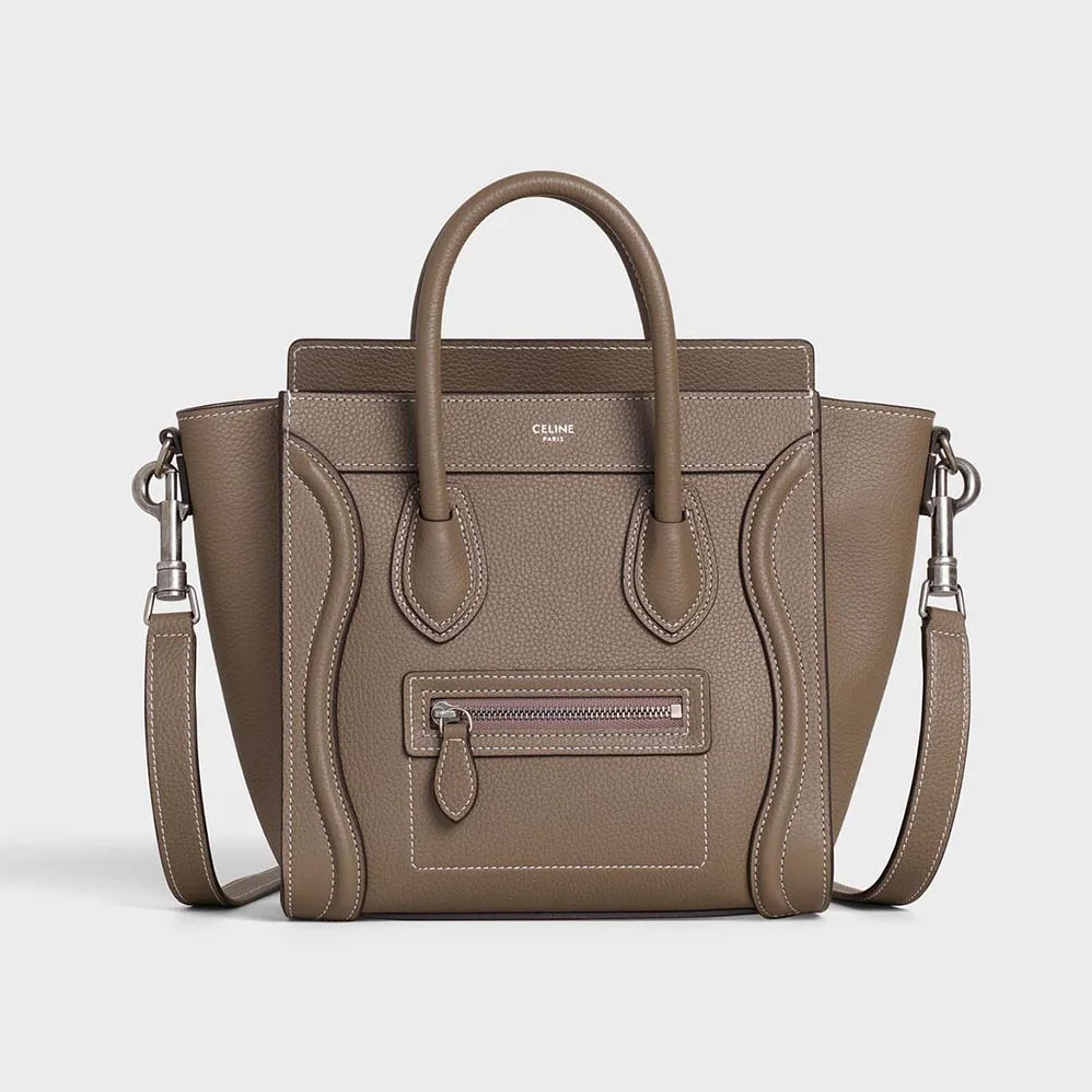 Celine Nano Luggage Bag in Drummed Calfskin for Women in Brown